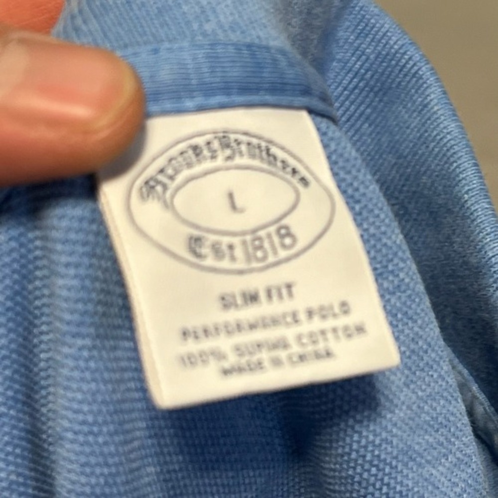 Brooks Brothers Golden Fleece Baby Blue Polo Men Slim Supima Prep Cotton-L-3025 - Picture 5 of 7
